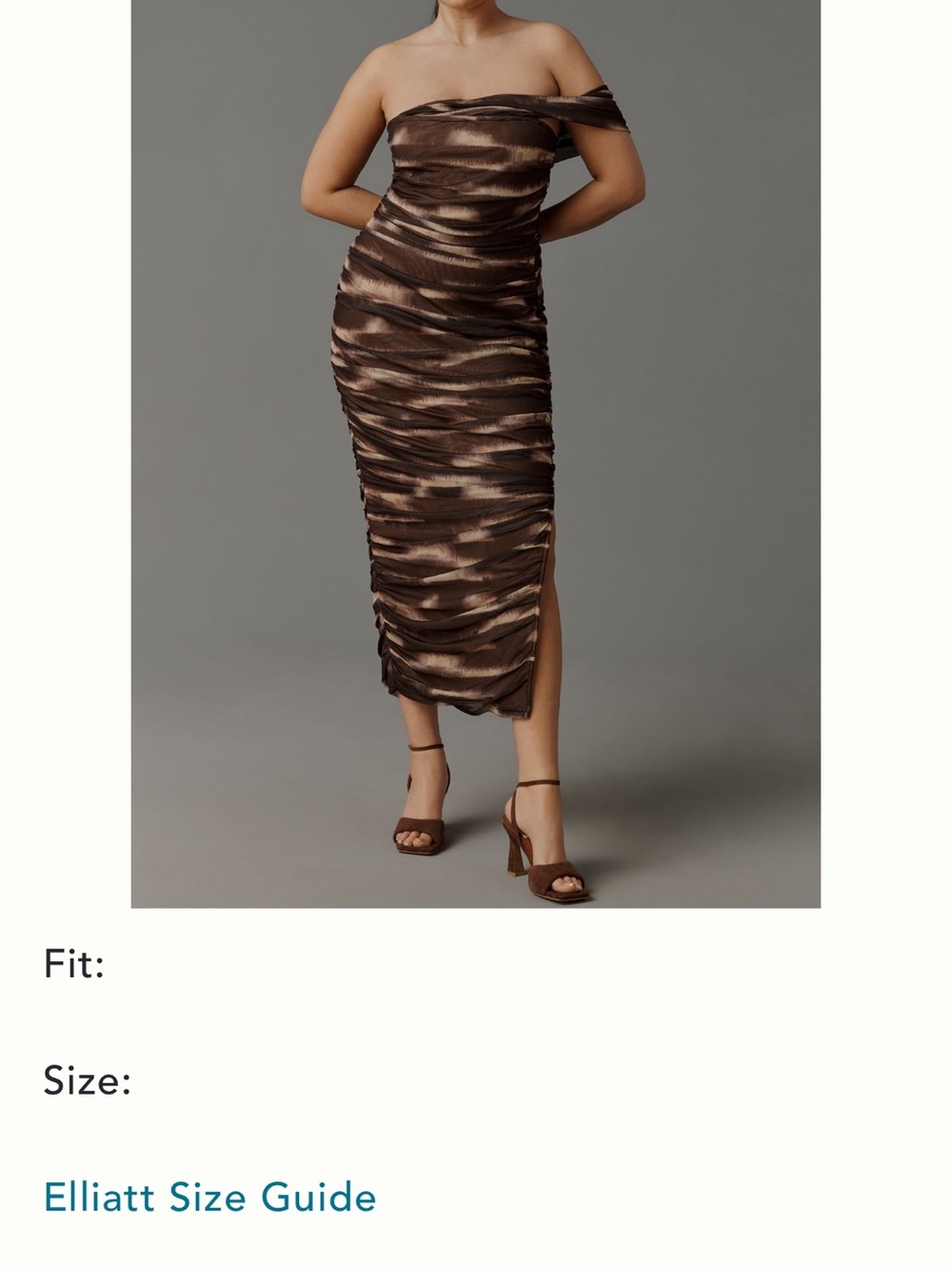 Anthropology Elliatt Brown Ruched Midi dress XLP PETITE NWT